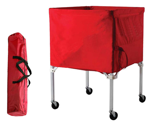 Recogedor De Carrito De Pelotas Deportivas Enrollable Rojo