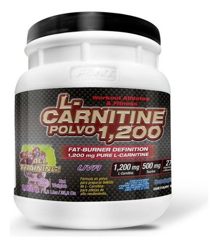 F&nt L-carnitina 1,000 Gr: 1,200 Mg L Carnitina En Polvo Fnt Sabor Uva