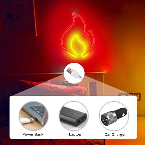 Letrero De Neón De Llama De Fuego, Letrero De Luz Led Para D