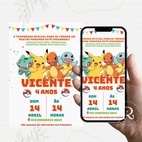 Convite Digital Pokemon 