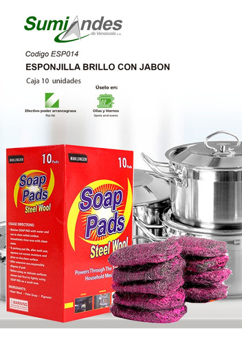 Esponjas De Brillo Con Jabon X 10 Und