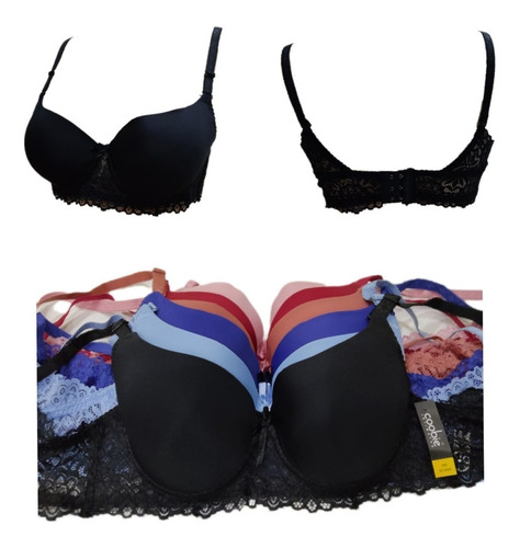 Paq 5 Brasier Dama Con Encanje Push Up Comodo Y Sexy