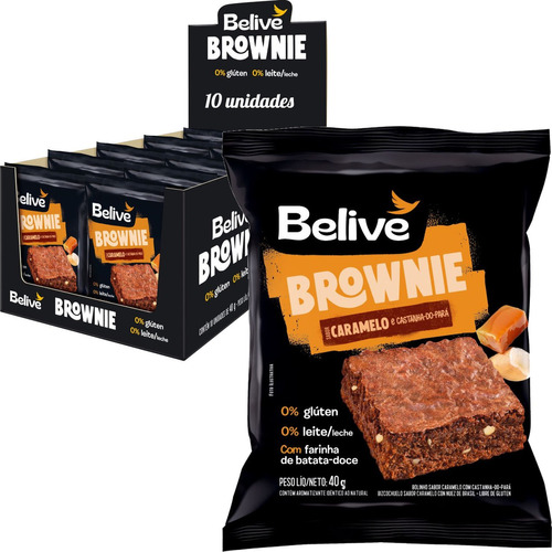 Brownie Caramelo E Castanha Pará Belive Sem Glúten 40g (10x)