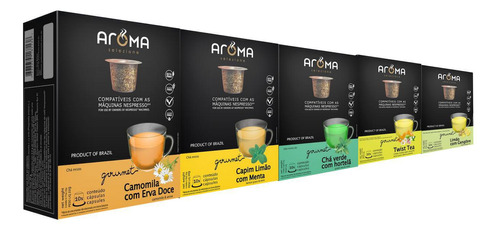 Kit 100 Cápsulas Para Nespresso Chá Funcional Cápsula Aroma