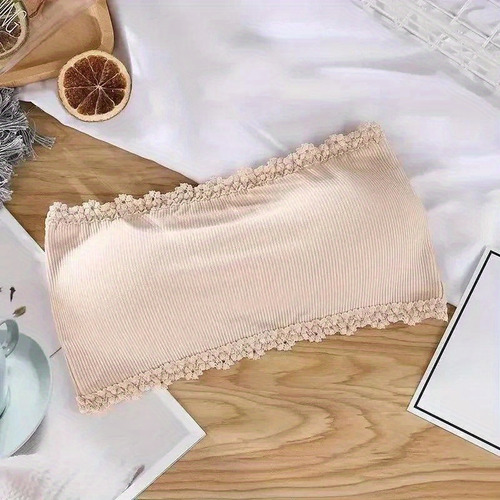 Bralette Sin Tirantes Con Encaje Para Mujer, Top Sin