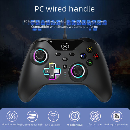 Novo Gamepad Com Fio Para Pc Rgb Multifuncional Programável