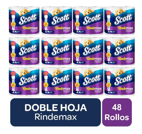 Papel Higienico Scott Rindemax 48 Rollos De 22 Metros X4