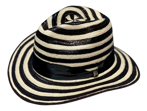 Sombrero Panameño Caña Flecha Diseño Cebra Original A Mano