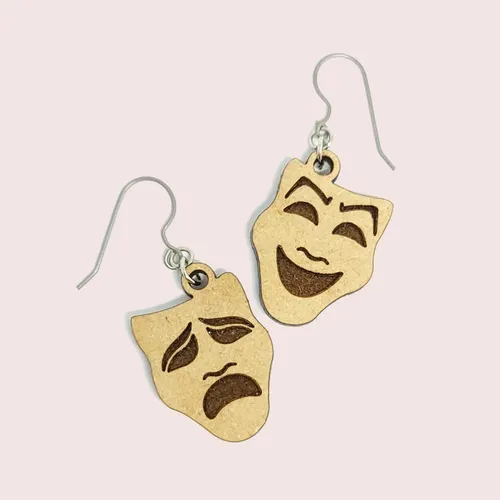 comprar Aros Zarcillos Pendientes Mascaras Teatro De Madera