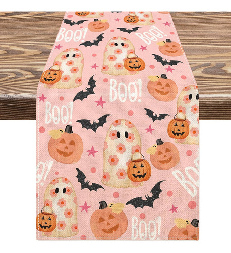 Anydesign Camino De Mesa De Halloween De Color Rosa, Fantasm