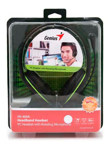 Audífonos Diadema Genius Hs-400a Microfono Alambrico Verde