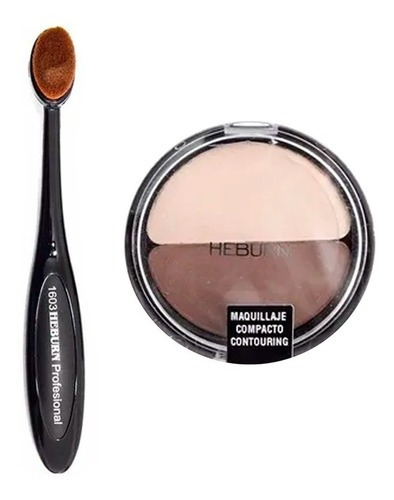 Heburn Profesional Maquillaje 524 Contouring Compacto Brocha Color Negro