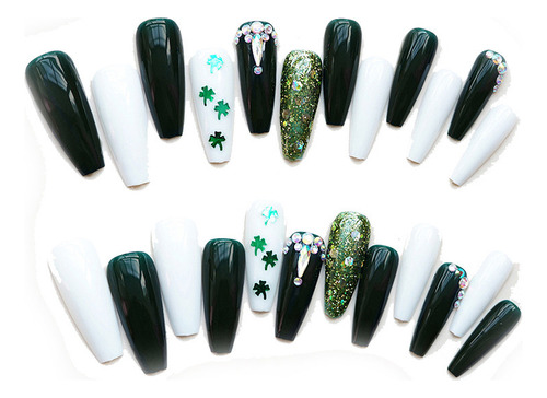 Manicura Para El Día De San Patricio, 24 Unidades, Color Bri