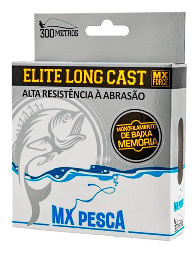 Linha Mx Elite Long Cast 300m Transparente 0,35 14,70kg