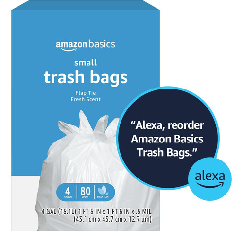 Sacos De Lixo Amazon Basics De 4 Galões, Gravatas Com Aba, P