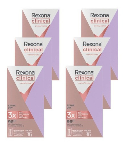 Desodorante Rexona Clinical Extra Dry Mujer 6 X 48 Gr C/u