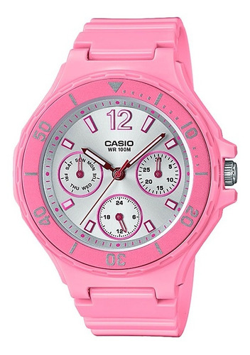 Reloj Mujer Casio Lrw-250h-4a3 Negro Análogo / Color de la correa Rosa Color del bisel Rosa Color del fondo Gris