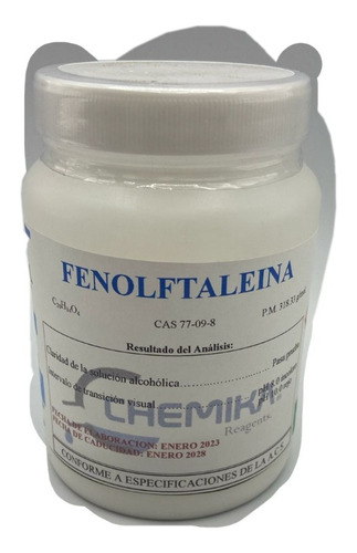 Fenolftaleína Indicadora R. A. De 100gr Chemika