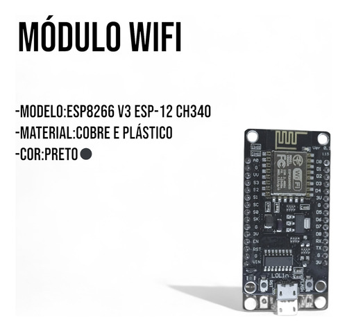 Módulo Para Wifi Esp8266 Nodemcu V3 Esp-12 Ch340 (5,8cm)
