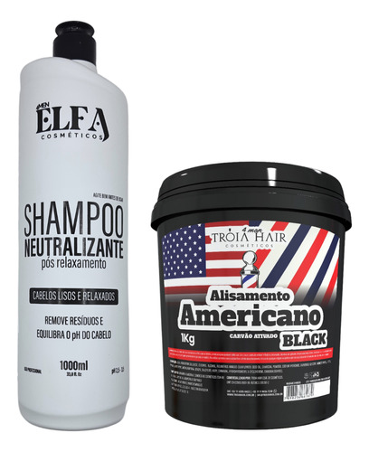 Alisamento Americano Blac + Shampoo Neutralizante Troia Hair