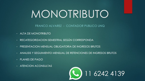 Servicios Contables. Monotributo, Devolucion Impuesto Pais