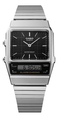 Reloj Casio Modelo Aq-800 Metal Plateado Caratula Negra