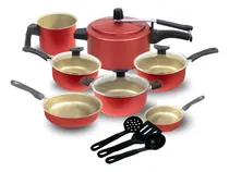 Comprar Jogo De Panela Teflon 9 Pçs C\u002F Tampa Vidro E Panela Pressão