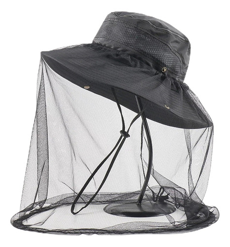Sombrero De Sol De Ala Ancha Con Mosquitero, Sombrero Sol