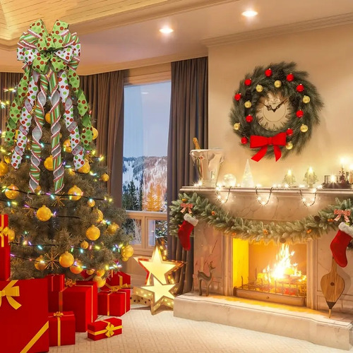 Lazos Navideños Rojos Y Verdes Para Tela De Terciopelo