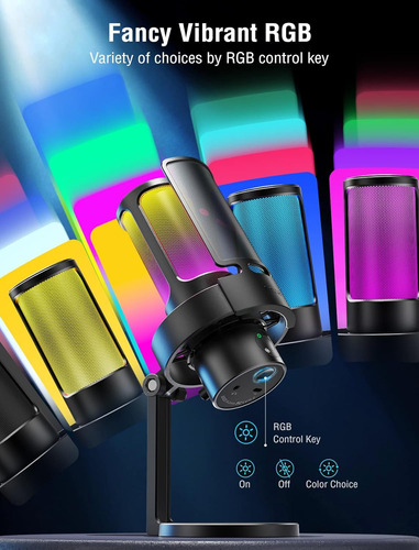 Micrófono Gamer Fifine Ampligame A8 Plus Rgb Negro