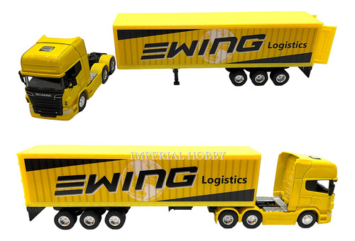 Scania V8 Container - Nuevo Sin Caja - A Camion Welly 1/64 Amarillo