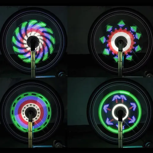 Luzes Para Rodas De Bicicleta, Raios, 30 Padrões, 64 Led, Co