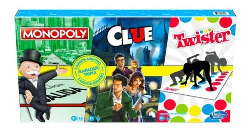 Combo 3 Juegos - Monopoly + Clue + Twister 