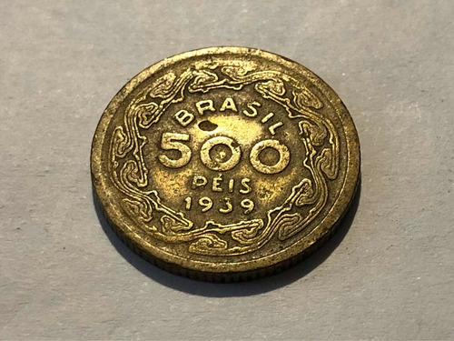 Moeda 500 Reis 1939 Machado De Assis - Leia A Descrição (Usado)