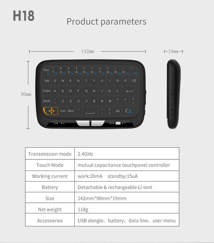 Teclado Inalámbrico Mini Touchpad Air Mice 2.4ghz Qwerty