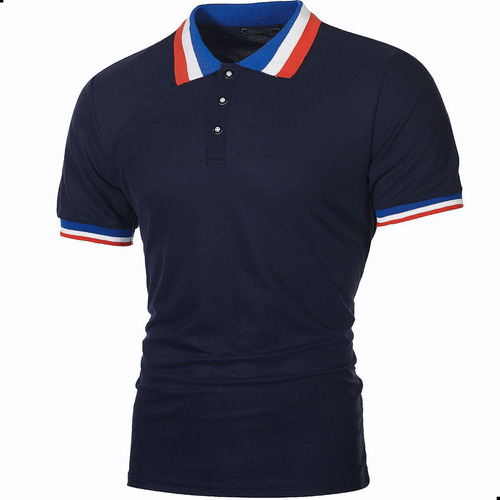 Playera Tipo Polo Hombre Manga Corta Moda Casual Camisa Slim