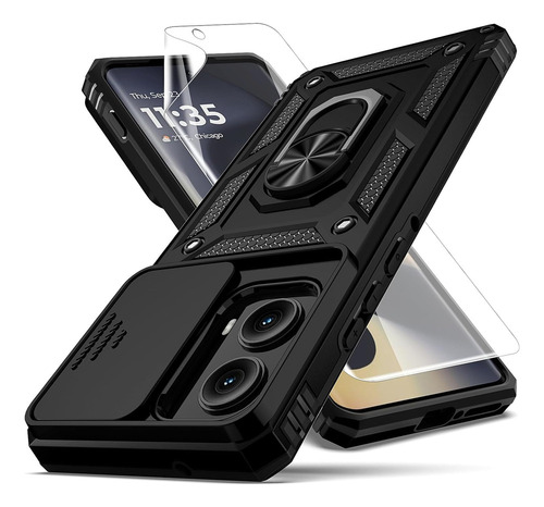 Funda For Moto Edge 2024 , Con Protector De Cámara , Negro