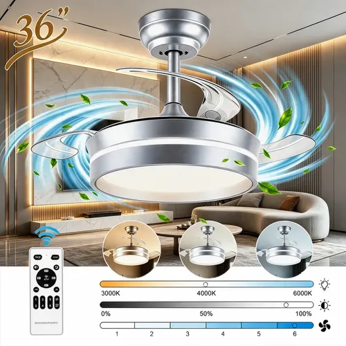 Ventilador De Teto 36pol Retratil Bivolt 127/220v Silencioso - R$ 349