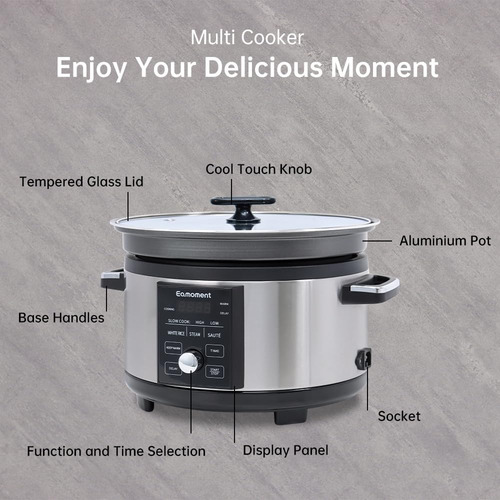Olla De Cocción Lenta Programable Eamoment 5.5qt Con Tempori