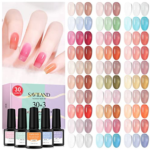 Saviland Juego De Esmaltes De Uñas De Gel, 30 Colores Transl