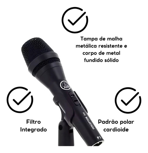 Microfone Akg Perception P3 S Cardioide Dinâmico
