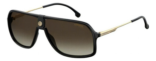 Gafas de sol Carrera 1019/S con marco de plástico color negro, lente marrón de policarbonato degradada, varilla dorada de metal
