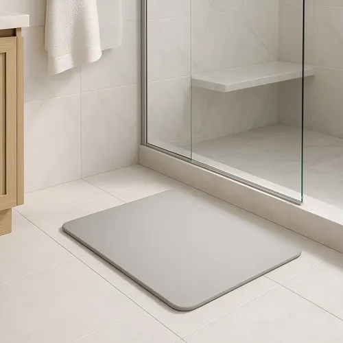 Tapete Lyor De Pedra Diatomita Para Banheiro Cinza 60cm Prata Liso