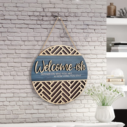 Placa Colgante Iarttop 3d De Bienvenida Para Puerta De Entra