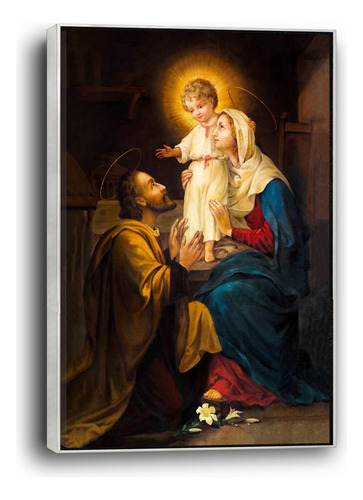 Cuadro Canvas Sagrada Familia Con Marco Flot. 80x60 Cm Blanco Elegir