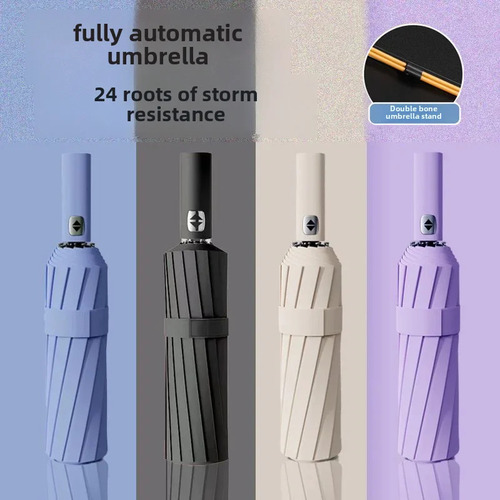 Protector Solar Automático De Goma Negra Umbrella 24 Bones..