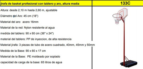 Imagen 3 de 6 de Tablero Jirafa Basquet + Aro Acero + Red Lejopi Infantil