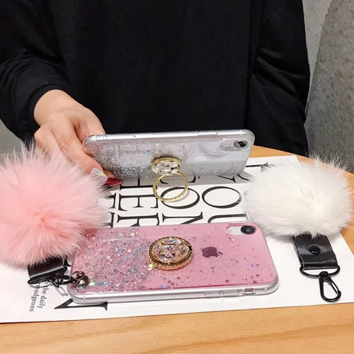 Imagen 6 de 7 de Funda Case, Pompón Glitter Para I Phone Varios Modelos