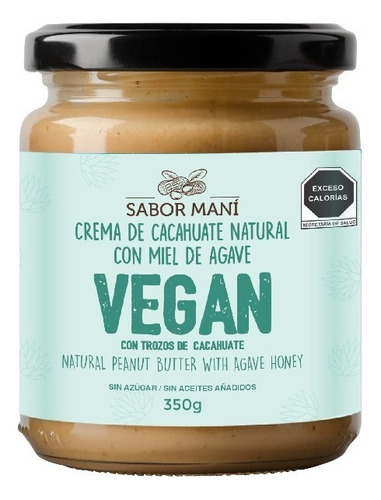 Sabor Maní - Crema De Cacahuate Con Miel De Agave Vegan 350g