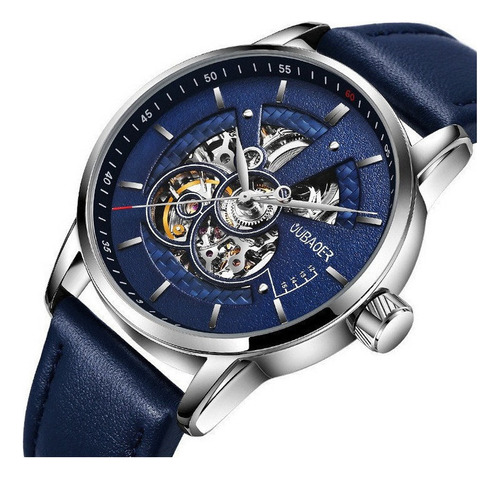 Oubaoer Reloj Mecánico De Cuero Ahuecado For Hombre .